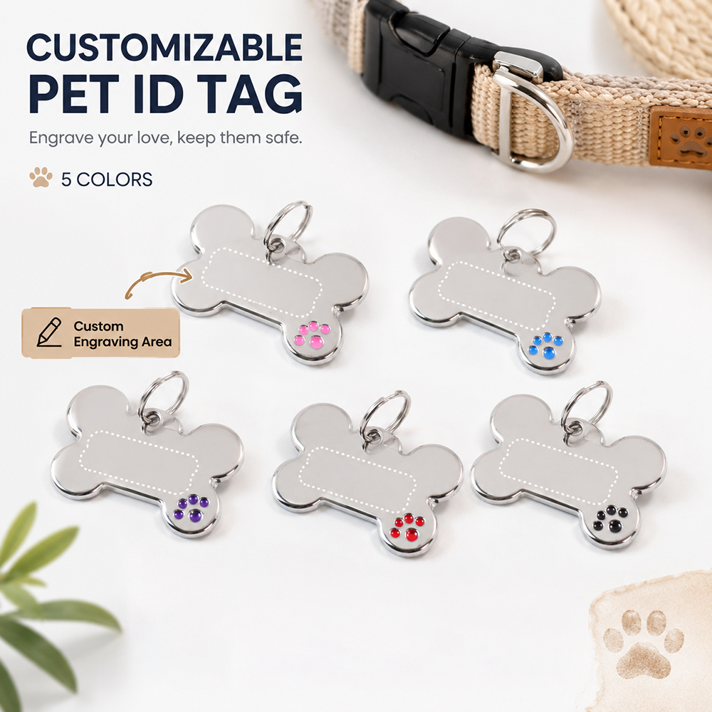Pet Supplies Us - Custom Text Dog Tag Bone Shaped