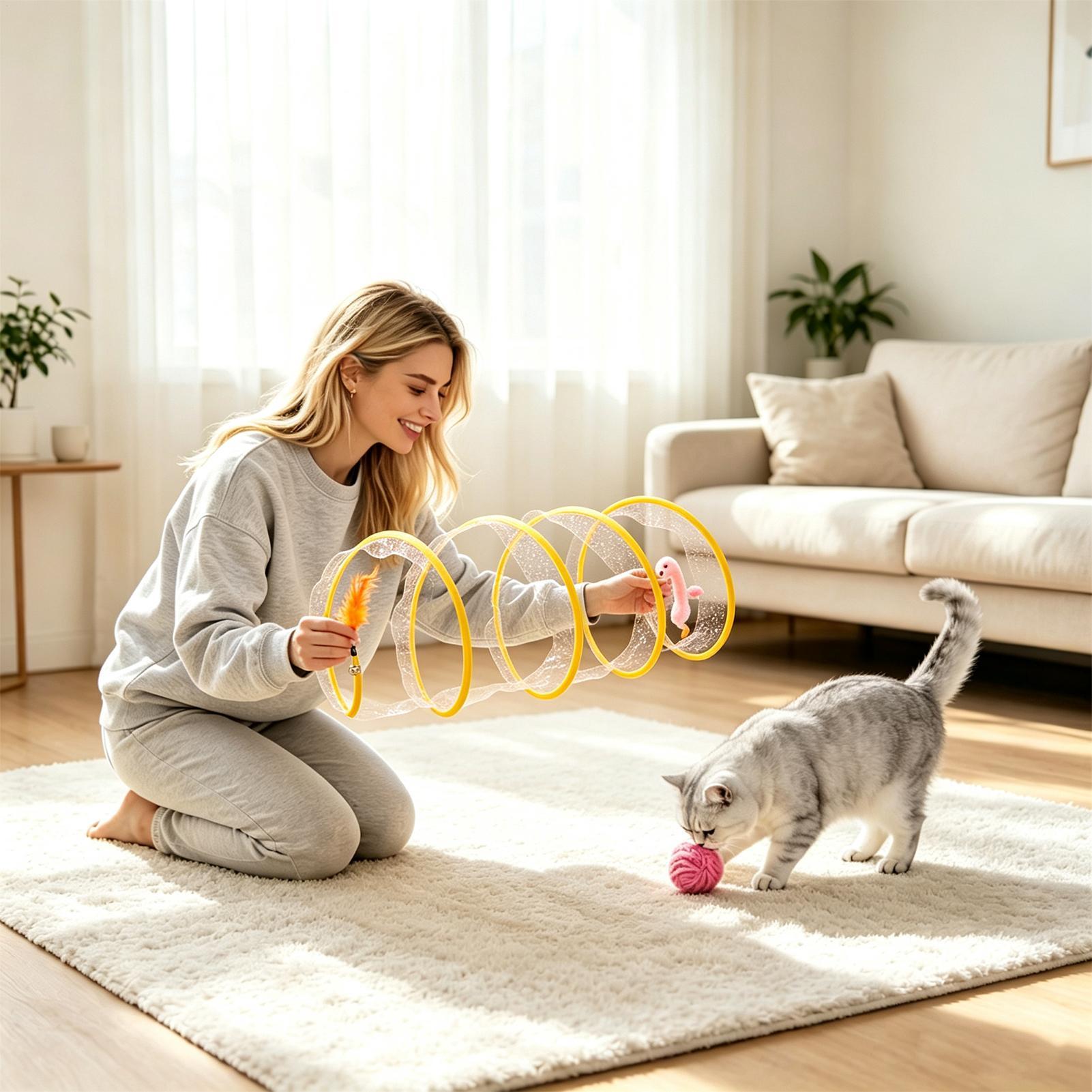 Spiral Tunnel Cat Toy Foldable - Cat Tunnel Toy review and price