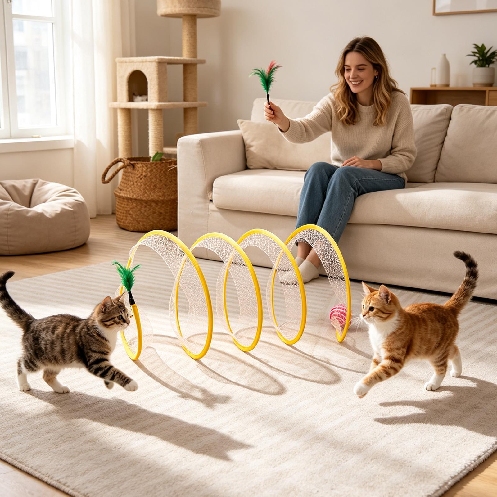 Spiral Tunnel Cat Toy Foldable - Cat Tunnel Toy review and price
